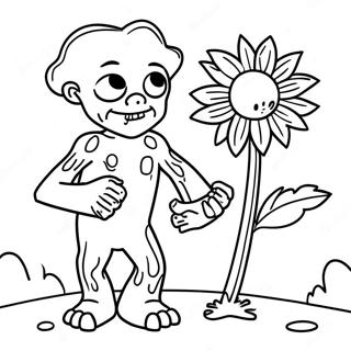 Gargantuar Zombie With Giant Sunflower Coloring Page 70055-55438