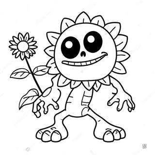 Gargantuar Zombie With Giant Sunflower Coloring Page 70055-55439