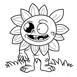 Gargantuar Zombie With Giant Sunflower Coloring Page 70055-55440