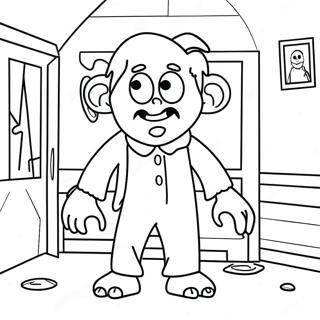 Creepy Scary Larry In The Haunted House Coloring Page 70245-55591