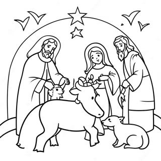 Nativity Manger With Animals Coloring Page 70255-55609