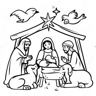 Nativity Manger With Animals Coloring Page 70255-55610