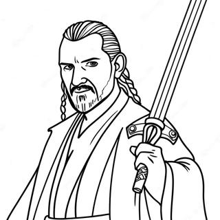 Qui Gon Jinn With Lightsaber Coloring Page 70265-55607