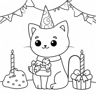 Cat Birthday Coloring Pages