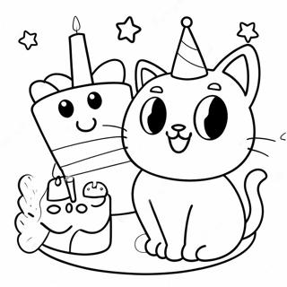 Cute Cat Birthday Party Coloring Page 70284-55646