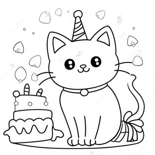 Cute Cat Birthday Party Coloring Page 70284-55647