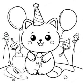 Cute Cat Birthday Party Coloring Page 70284-55648