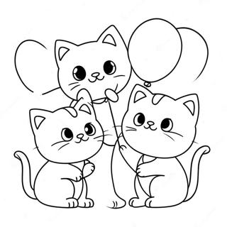 Playful Kittens With Balloons Coloring Page 70285-55626