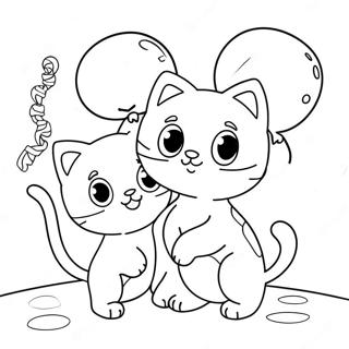 Playful Kittens With Balloons Coloring Page 70285-55628