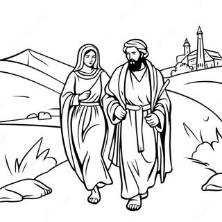 Mary And Joseph Traveling To Bethlehem Coloring Page 70294-55623