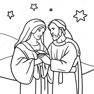 Mary And Joseph In A Beautiful Starry Night Coloring Page 70295-55633