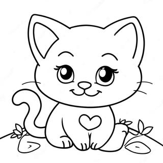 Valentine Playful Kitten Coloring Page 70315-55659