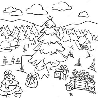 Festive Christmas Tree Farm Coloring Page 70345-55687