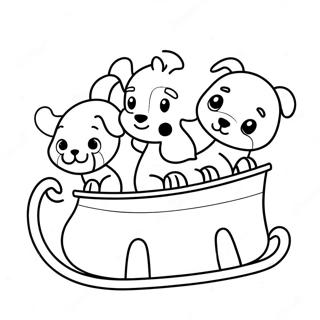 Cute Puppies Pulling A Sled Coloring Page 70365-55693