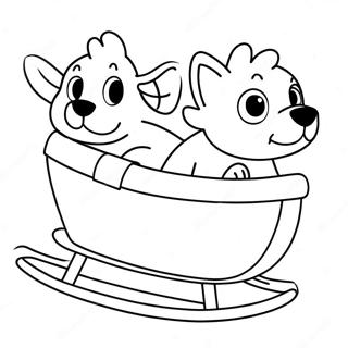 Cute Puppies Pulling A Sled Coloring Page 70365-55694