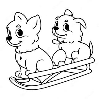 Cute Puppies Pulling A Sled Coloring Page 70365-55695