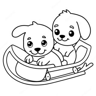 Cute Puppies Pulling A Sled Coloring Page 70365-55696