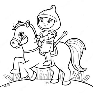 Mike The Knight Riding A Horse Coloring Page 70375-55709