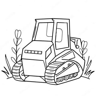 Cute Skid Steer With Flowers Coloring Page 7051-5619