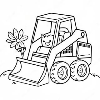 Cute Skid Steer With Flowers Coloring Page 7051-5620