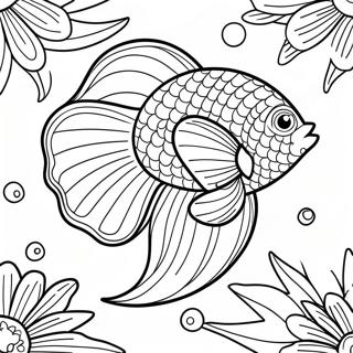 Colorful Betta Fish Swimming Coloring Page 70565-55849