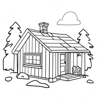 Cozy Scandinavian Cabin Coloring Page 70575-55865