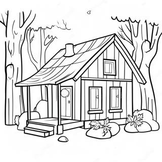 Cozy Scandinavian Cabin Coloring Page 70575-55866