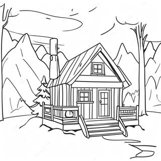 Cozy Scandinavian Cabin Coloring Page 70575-55867