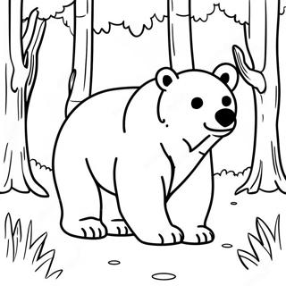 Pagina Da Colorare Di Orso Realistico In Una Foresta 7060-5666