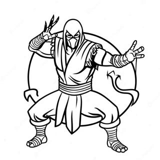 Scorpion Mortal Kombat Action Pose Coloring Page 70674-55942