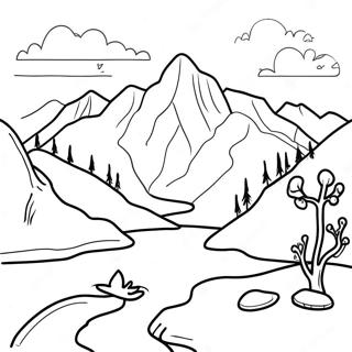 Beautiful Mountain Landscape Coloring Page 70785-56043