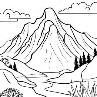 Beautiful Mountain Landscape Coloring Page 70785-56044