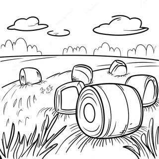 Hay Bales In A Sunny Field Coloring Page 70794-56038