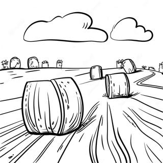 Hay Bales In A Sunny Field Coloring Page 70794-56039