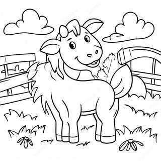 Cute Farm Animals Around Hay Coloring Page 70795-56046