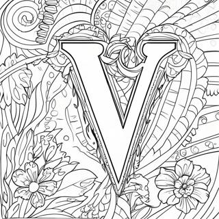 Letter V Coloring Page 7100-5650