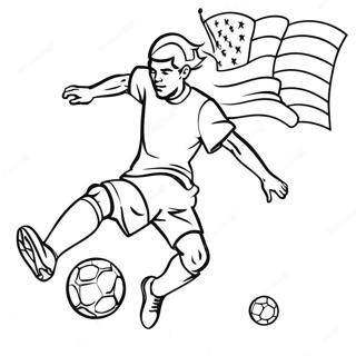 Exciting Usa Soccer Player Kicking Ball Coloring Page 71045-56237