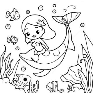 Mermaid Dolphin Underwater Scene Coloring Page 71054-56248