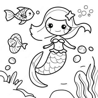 Colorful Mermaid With Dolphin Friends Coloring Page 71055-56241