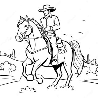 Western Cowboy Riding Horse Coloring Page 71114-56291