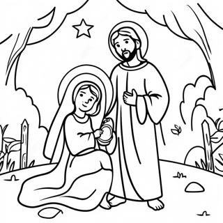 Mary And Joseph Nativity Scene Coloring Page 71184-56347