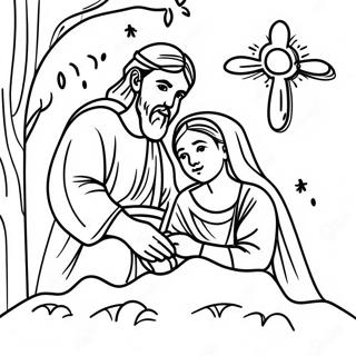 Mary And Joseph Nativity Scene Coloring Page 71184-56348