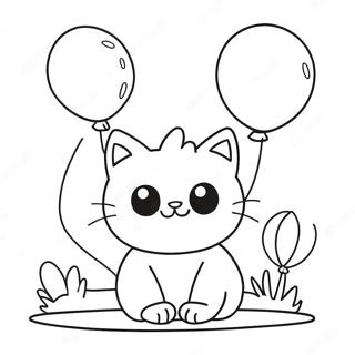 Página Para Colorear De Splat El Gato Con Globos Coloridos 71345-56488