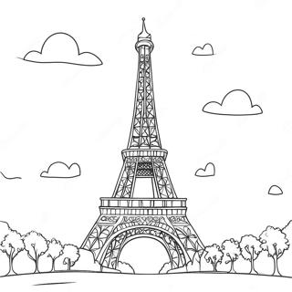 Paris Eiffel Tower Coloring Page 7150-5696