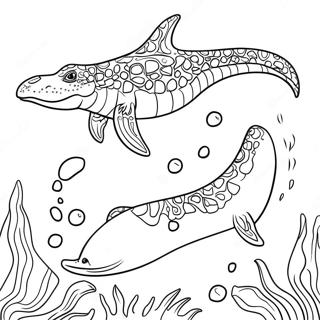 Mosasaurus Swimming In Ocean Coloring Page 7161-5697