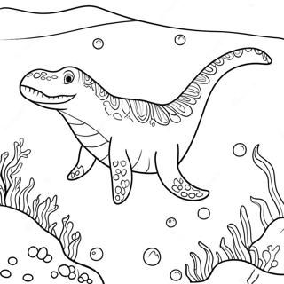 Mosasaurus Swimming In Ocean Coloring Page 7161-5699