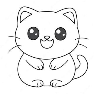 Kawaii Cute Cat Coloring Pages