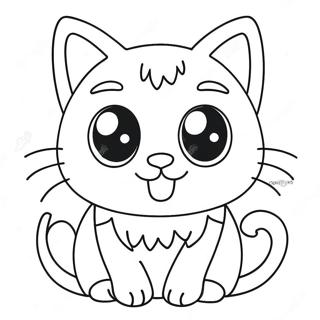 Adorable Kawaii Cat With Big Eyes Coloring Page 71695-56756