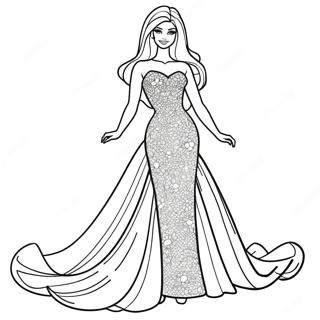 Barbie In A Sparkling Dress Coloring Page 71795-56833