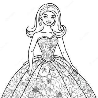 Barbie In A Sparkling Dress Coloring Page 71795-56836